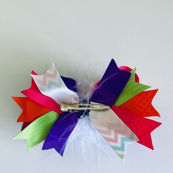 Rapunzel Princess Hair Bow for Girls and Toddler with Colored grosgrain Ribbons - Picture 4 of 5